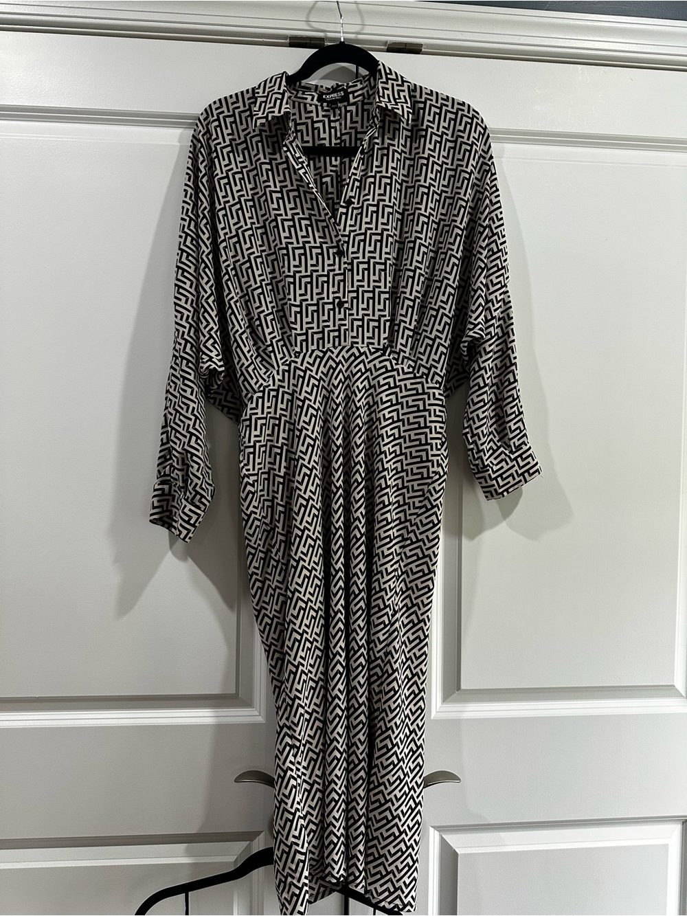 Printed half button up Midi Portofino shirt dress from express